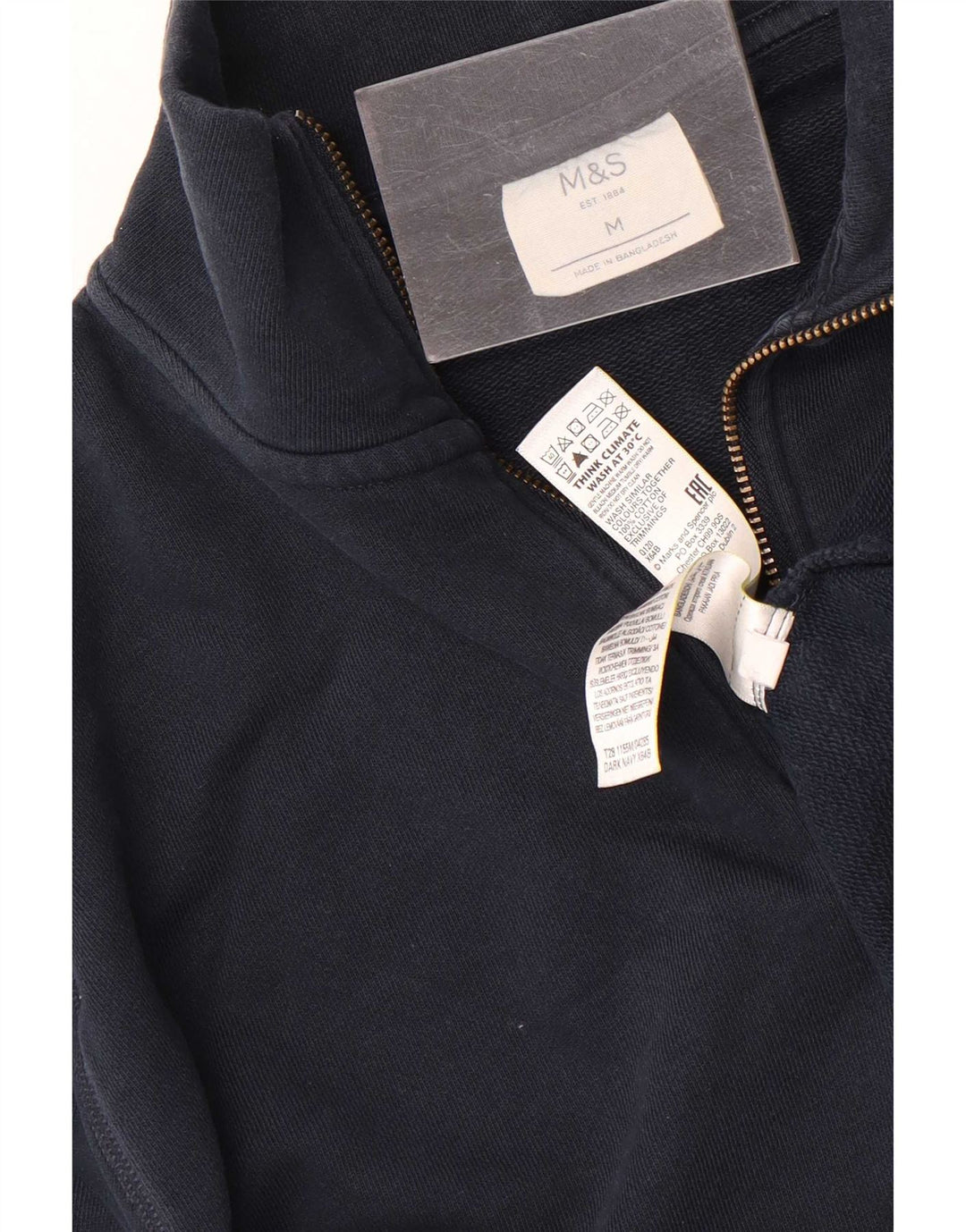 Marks & Spencer Sweat-shirt à col zippé pour homme en coton bleu marine moyen