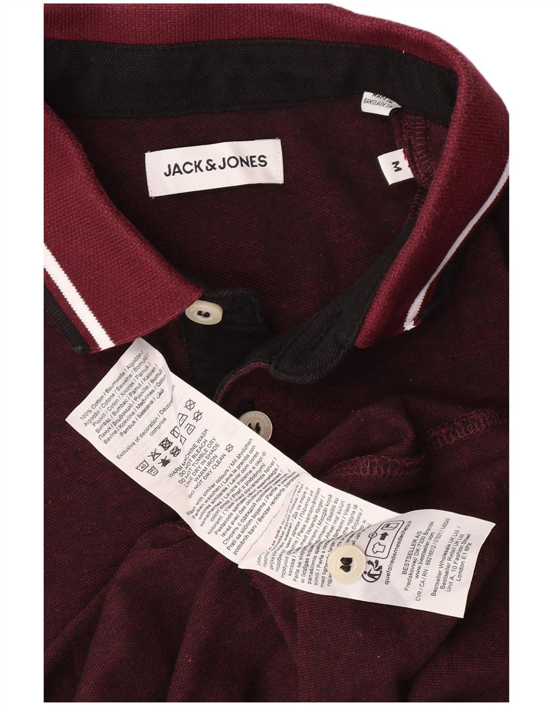 Jack & Jones Polo à manches courtes pour homme en coton bordeaux moyen classique