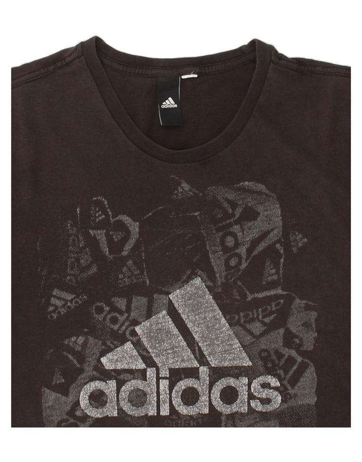 ADIDAS Mens Graphic T-Shirt Top Medium Black Vintage Adidas and Second-Hand Adidas from Messina Hembry 
