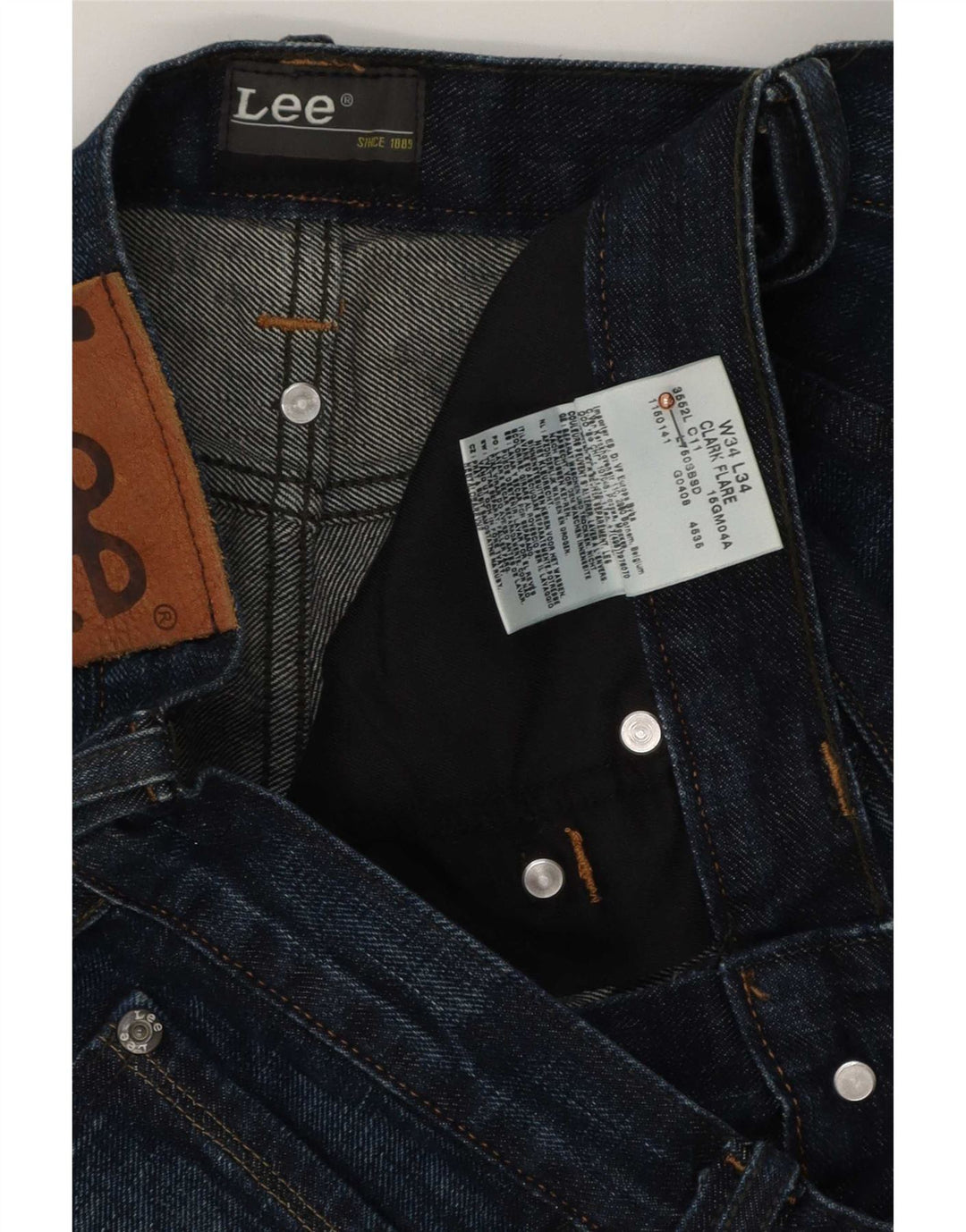 Lee Jean Évasé Clark Homme W34 L31 Bleu Marine Coton