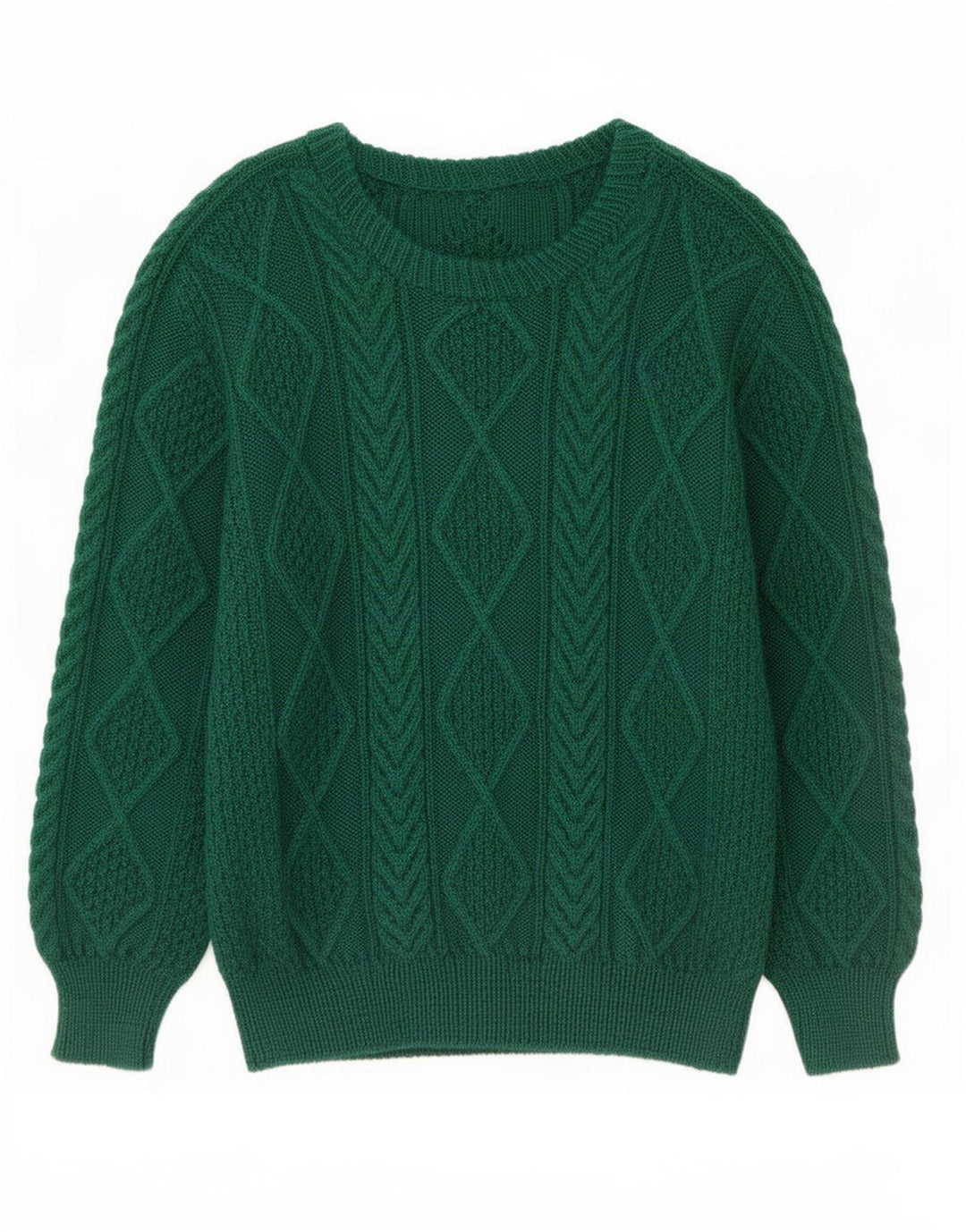 vintage Mens Crew Neck Jumper Pull Vert Moyen
