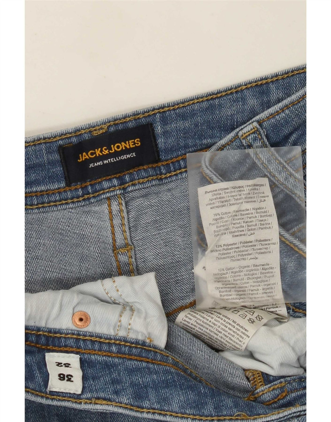 Jack & Jones Jean Slim effet vieilli W36 L32 bleu coton pour homme