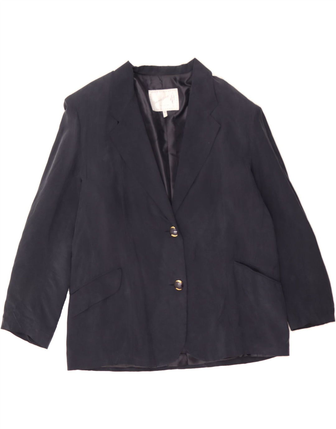 VINTAGE Womens 2 Button Blazer Jacket IT 52 2XL Navy Blue Cupro Vintage Vintage and Second-Hand Vintage from Messina Hembry 