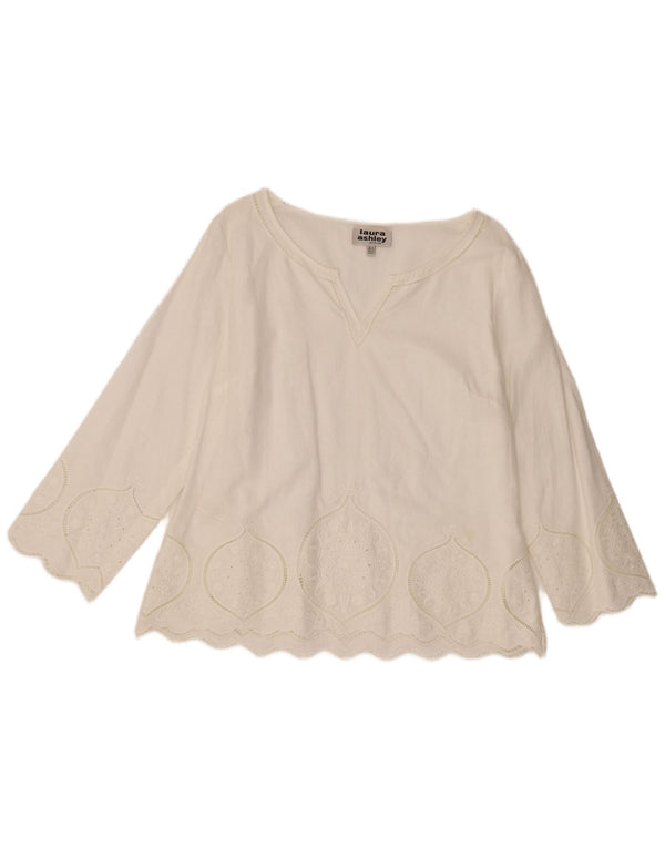 Laura Ashley Haut à manches 3/4 pour femme UK 16 Grand Lin Blanc Paisley
