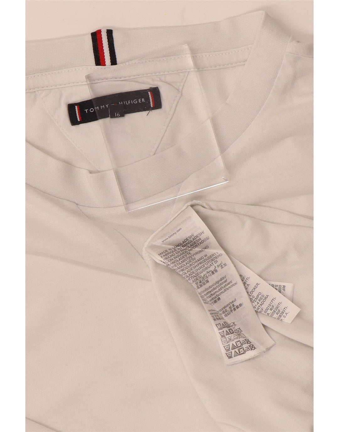 TOMMY HILFIGER T-Shirt Garçon 15-16 ans Blanc Cassé Coton
