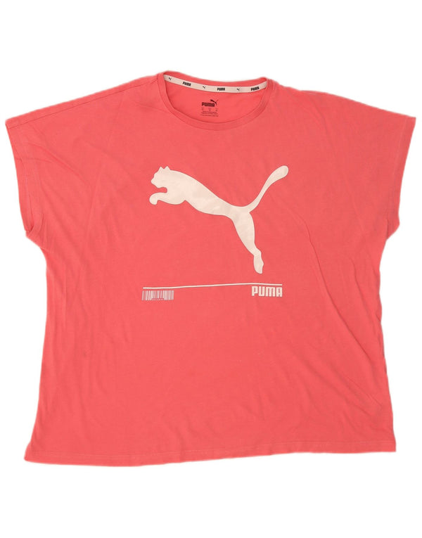 Puma T-shirt graphique surdimensionné pour femme UK 18 XL Rose Coton