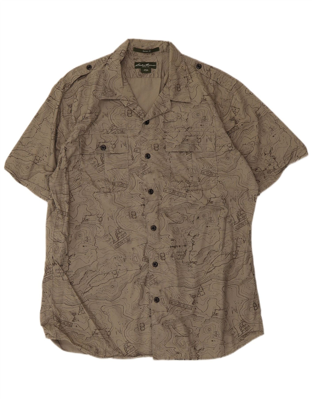 Eddie Bauer Chemise coupe classique pour homme à motif abstrait en coton beige