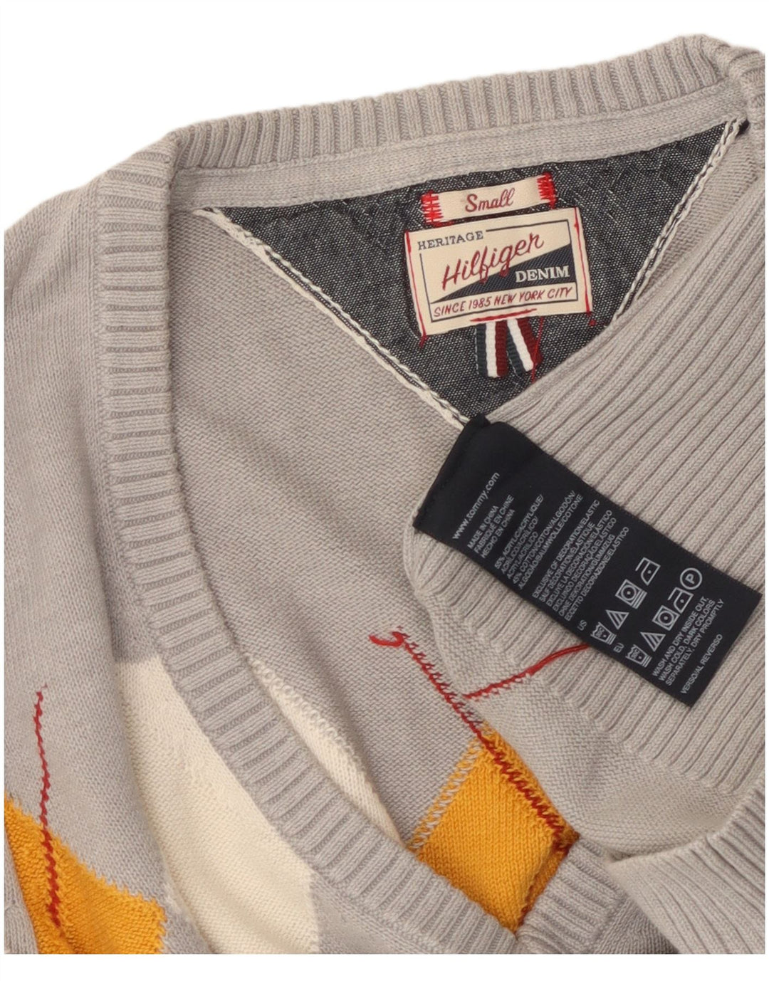 Tommy Hilfiger Pull Heritage à col en V pour femme UK 10 Petit Gris