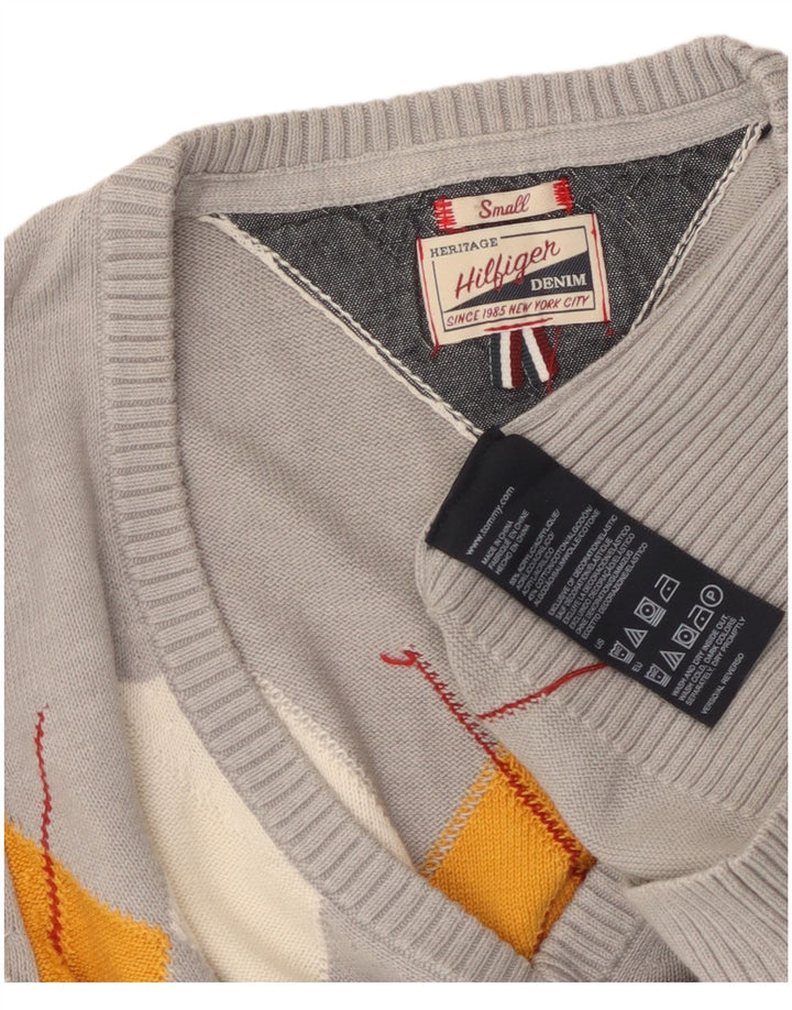 Tommy Hilfiger Pull Heritage à col en V pour femme UK 10 Petit Gris