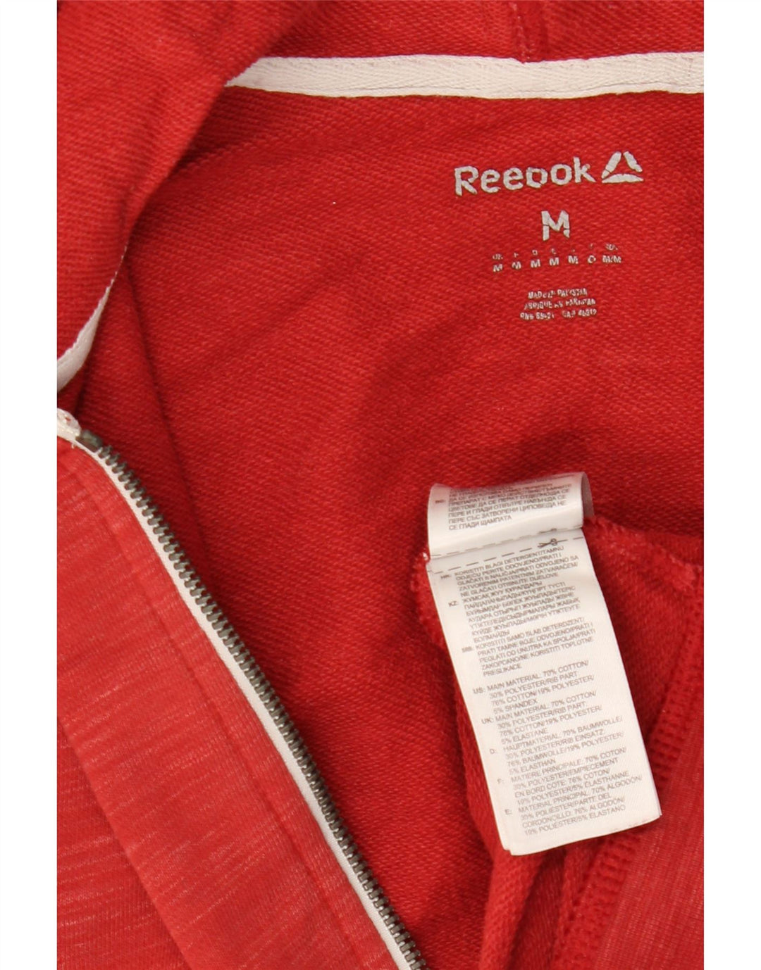 Reebok Sweat à Capuche Graphic Zip Homme Rouge Moyen Coton