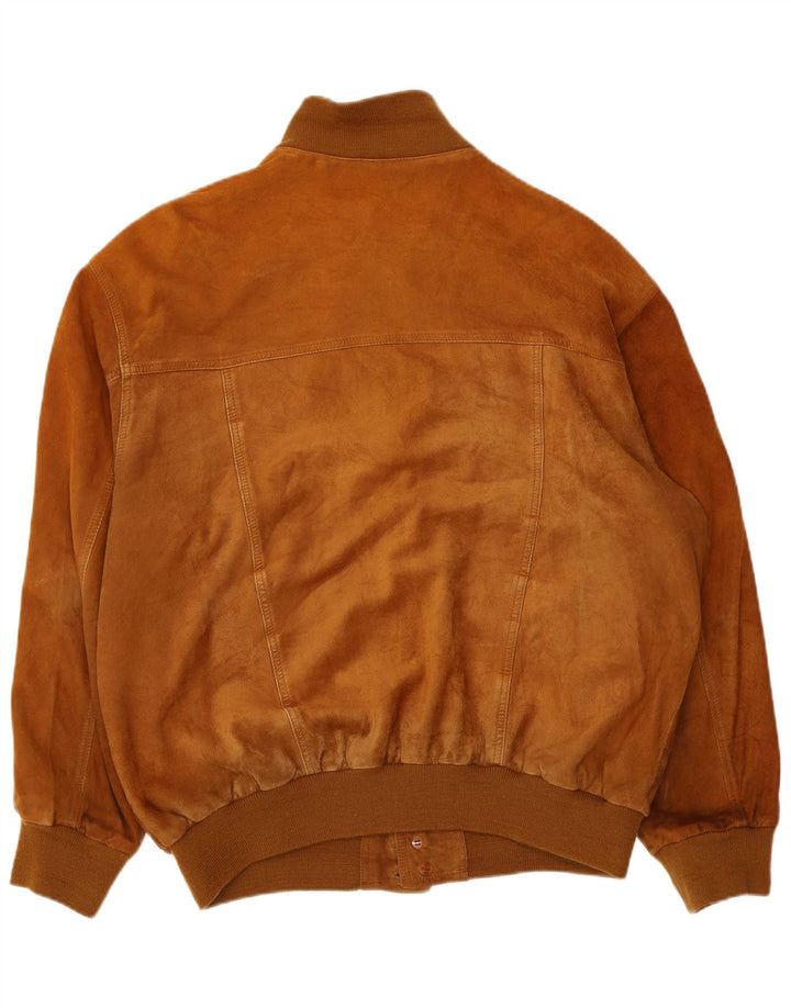 Veste Bomber En Daim Vintage Homme IT 54 2XL Beige