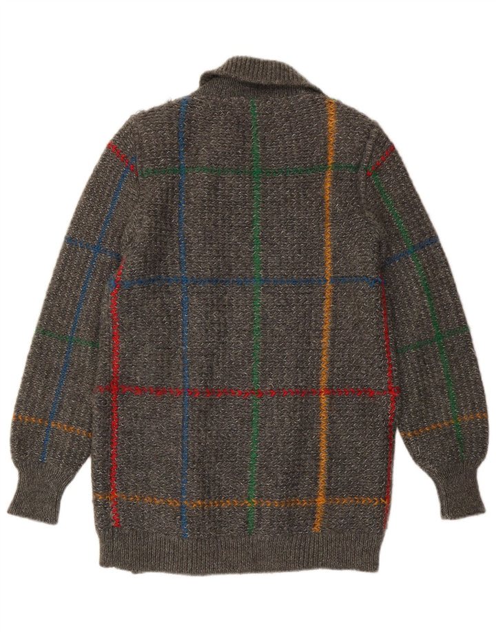 Iceberg Cardigan Femme Pull IT 42 Laine à Carreaux Gris Moyen