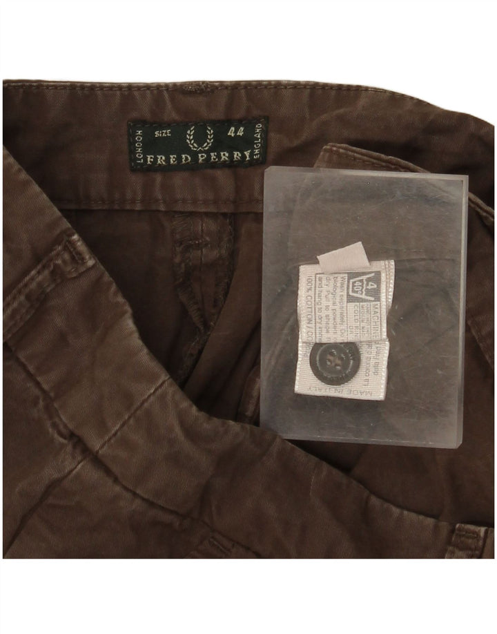FRED PERRY Short Chino Femme IT 44 Medium W29 Coton Marron