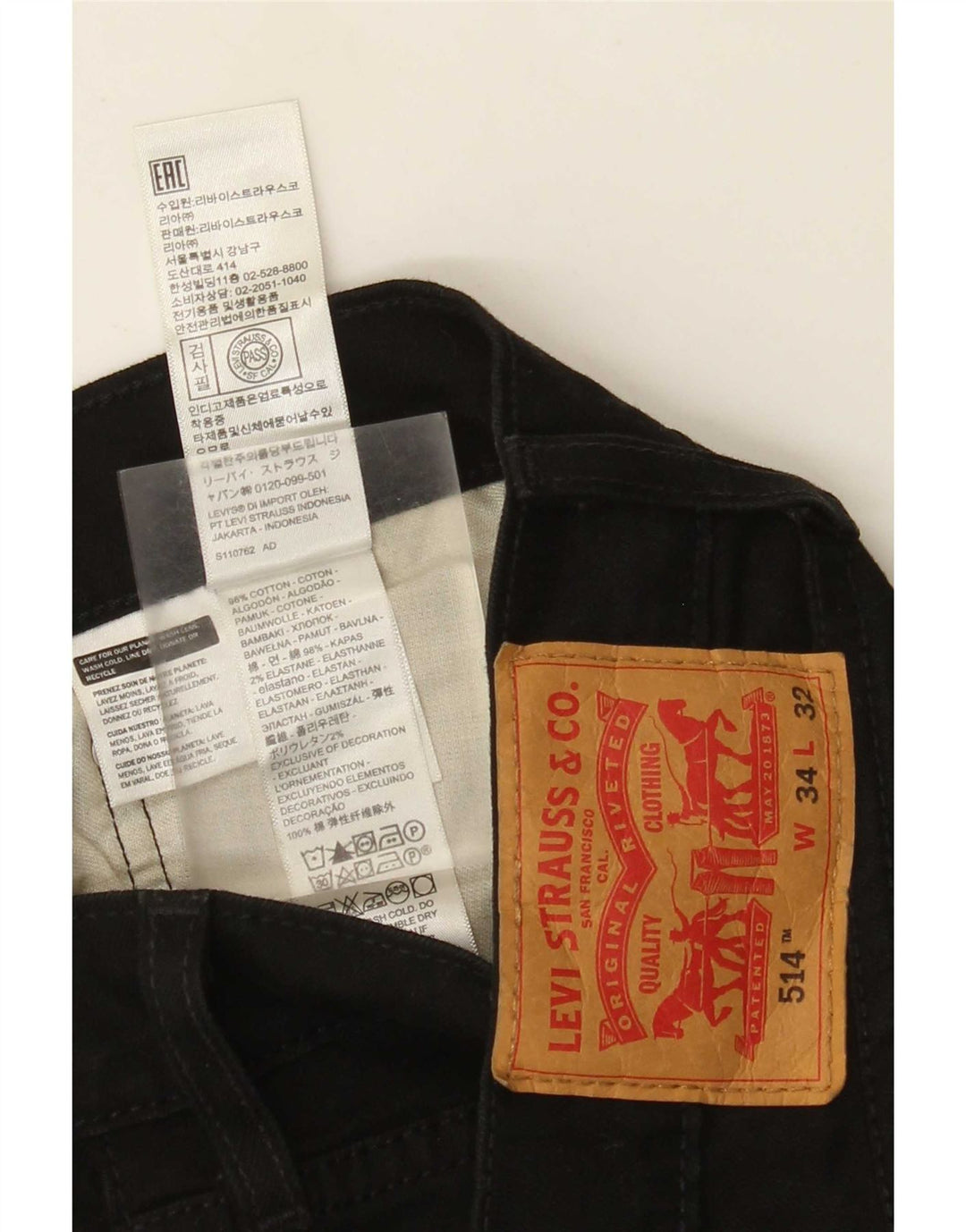 Levi's Jean Droit 514 Homme W34 L26 Noir Coton