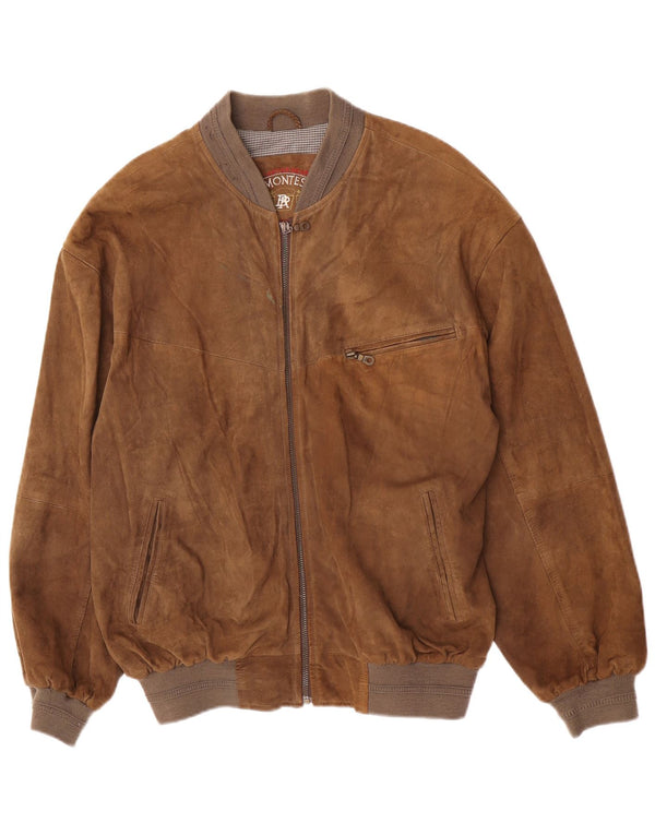 Montes Blouson Bomber En Daim Homme EU 52 XL Cuir Marron
