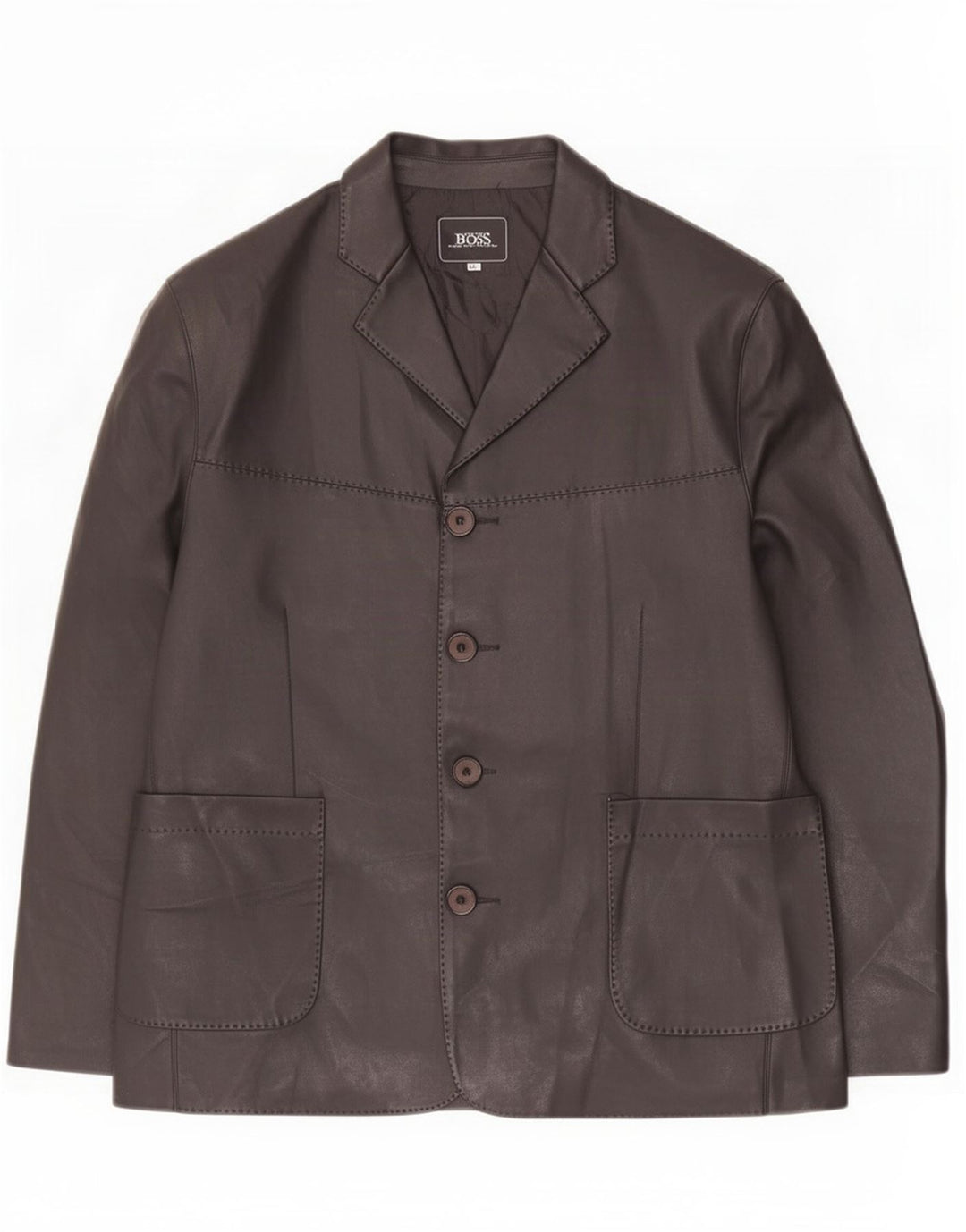 Hugo Boss Veste blazer en cuir à 4 boutons pour homme UK 44 2XL Noir