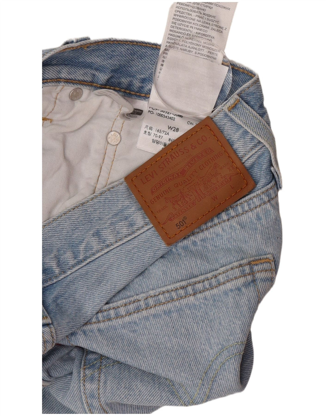 Levi's Short en Jean 501 Femme W28 Bleu Moyen Coton