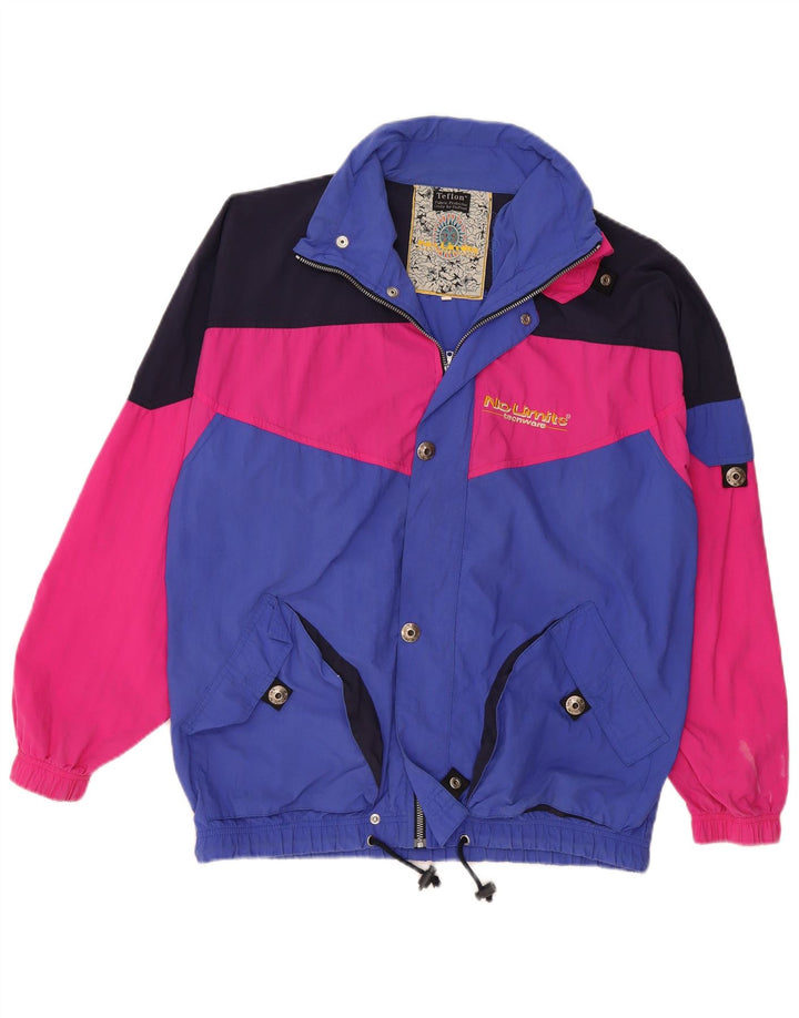 Veste coupe-vent vintage pour homme UK 38 Medium Blue Colourblock Polyamide