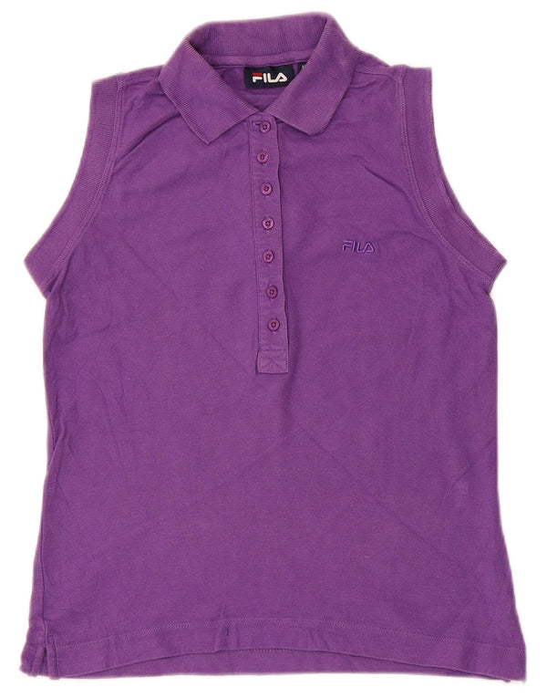 Fila Polo sans manches pour femme UK 12 Coton violet moyen