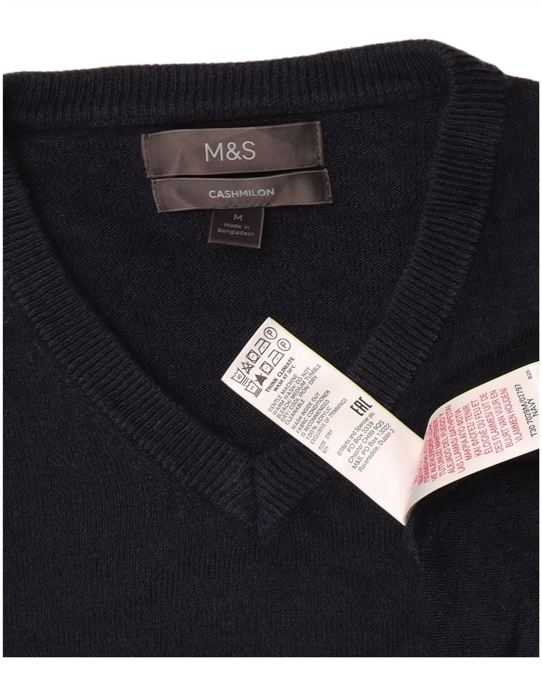 Marks & Spencer Pull col V Homme Bleu Marine Moyen Acrylique