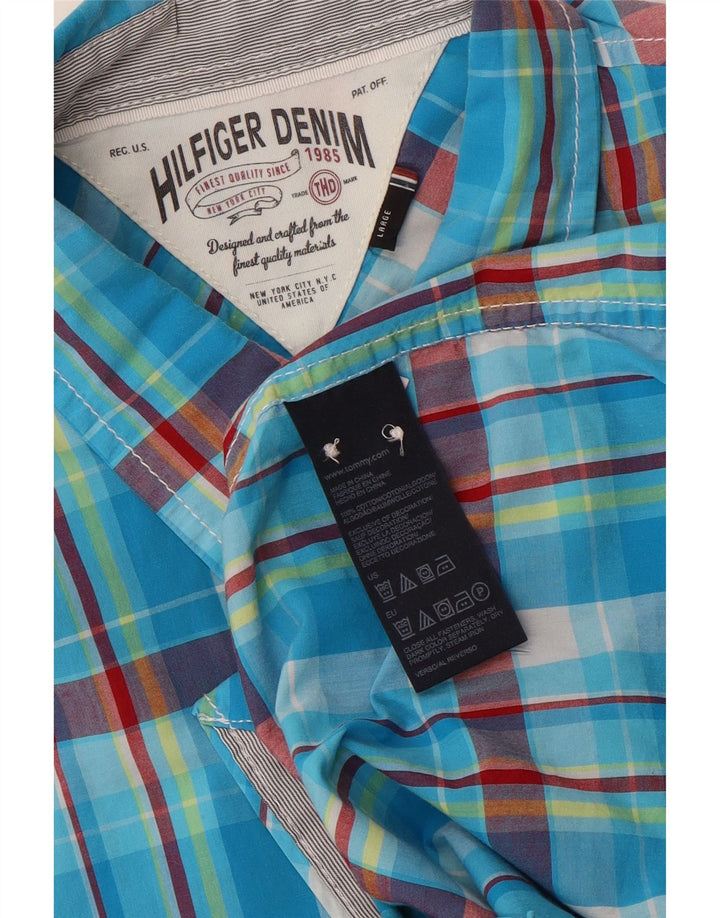 Tommy Hilfiger Chemise Homme Grand Carreau Bleu Coton