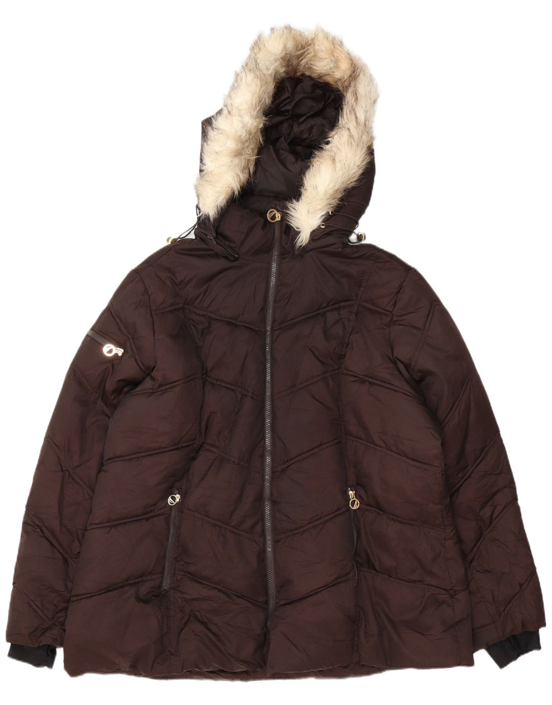 Nautica Veste matelassée à capuche pour femme UK 20 2XL Marron Polyester