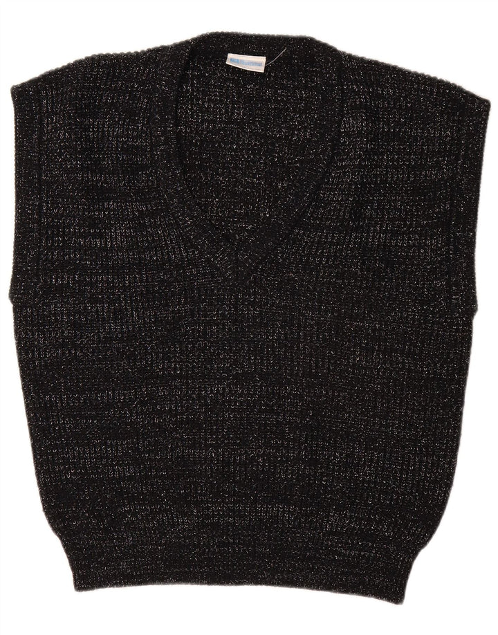 INTERNATIONAL Womens Oversized Vest Tank Top EU 36/38 Small Black Flecked