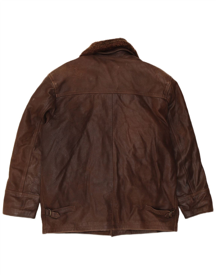 VINTAGE Veste en cuir homme UK 40 Grand cuir marron