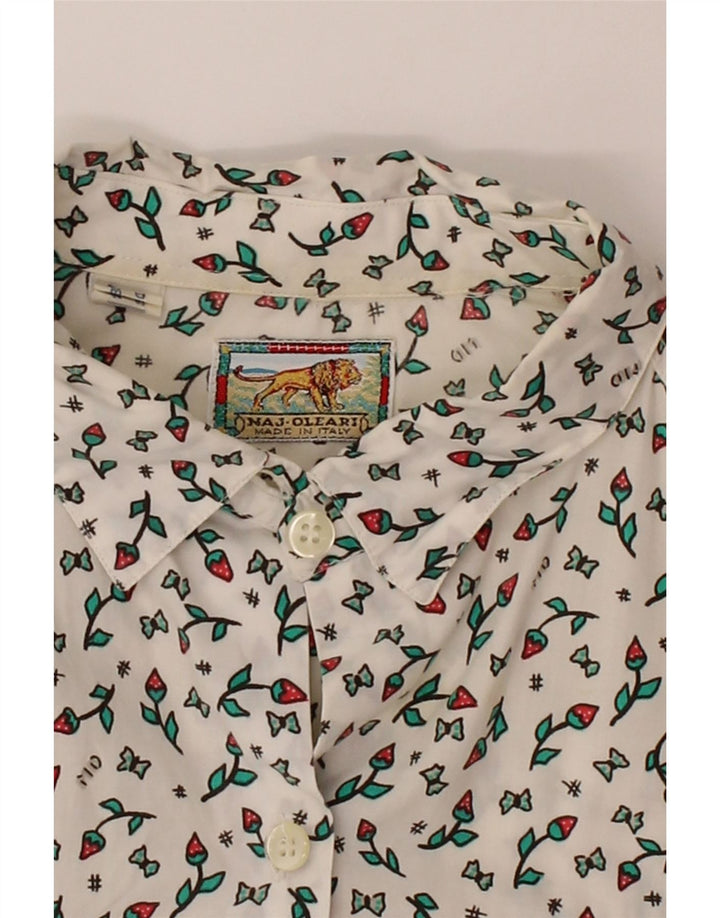 VINTAGE Womens Shirt IT 42 Medium Off White Floral Vintage Vintage and Second-Hand Vintage from Messina Hembry 