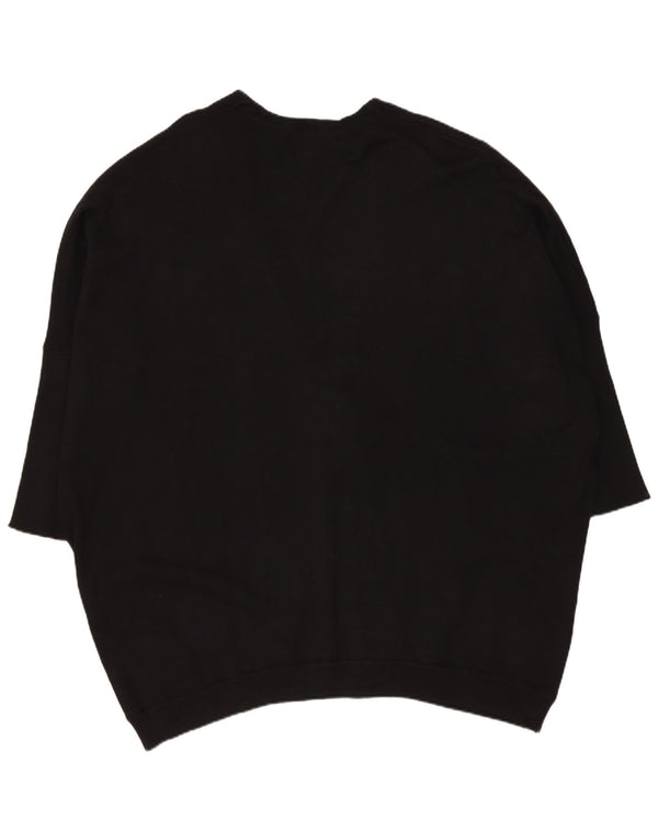 Zara Cardigan surdimensionné à manches 3/4 pour femme UK 14 Noir moyen