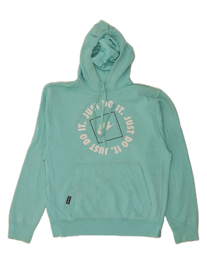 NIKE Mens Graphic Hoodie Jumper Small Turquoise Cotton Vintage Nike and Second-Hand Nike from Messina Hembry 