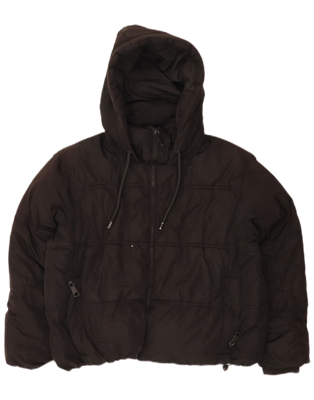 Zara Veste matelassée surdimensionnée à capuche pour femme UK 14 Polyester noir moyen