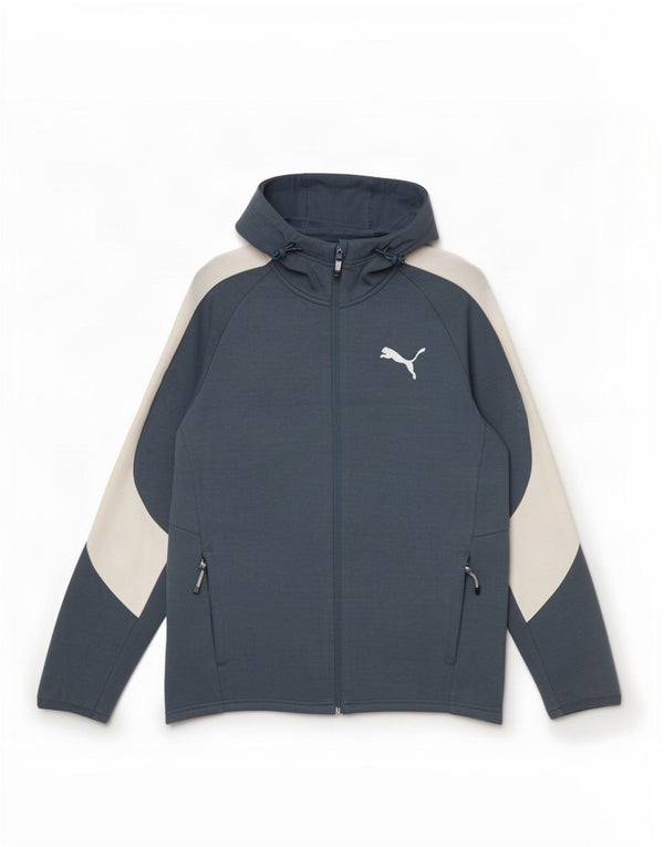Puma Sweat à Capuche Zippé Homme Bleu Moyen Colourblock Cotton
