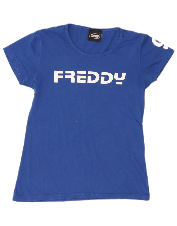 Freddy T-shirt graphique pour femme UK 12 Bleu moyen Coton