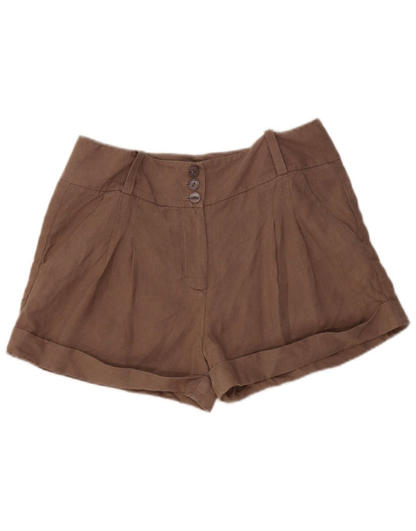 Jigsaw Short Chino Pegged pour Femme UK 10 Petit W28 Lin Marron