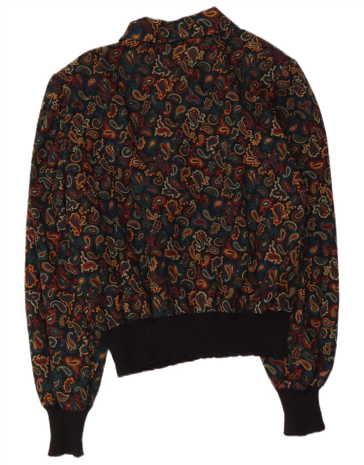 vintage Femme Manches Longues Blouse Top UK 14 Grand Paisley Multicolore