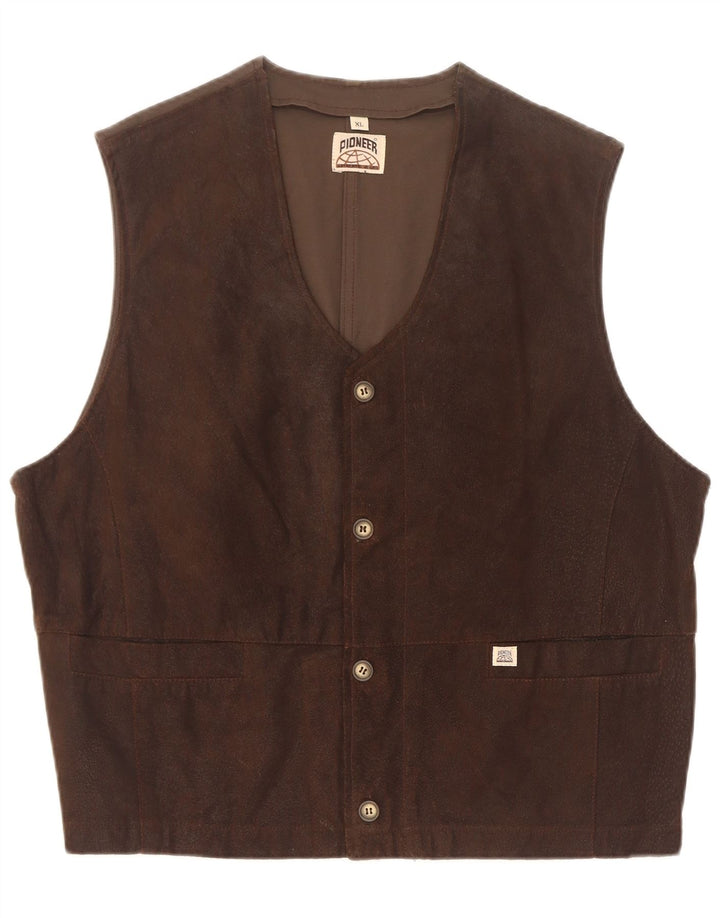 Pioneer Gilet en daim pour homme XL en cuir marron