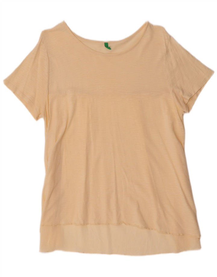 BENETTON T-Shirt Femme UK 16 Large Beige