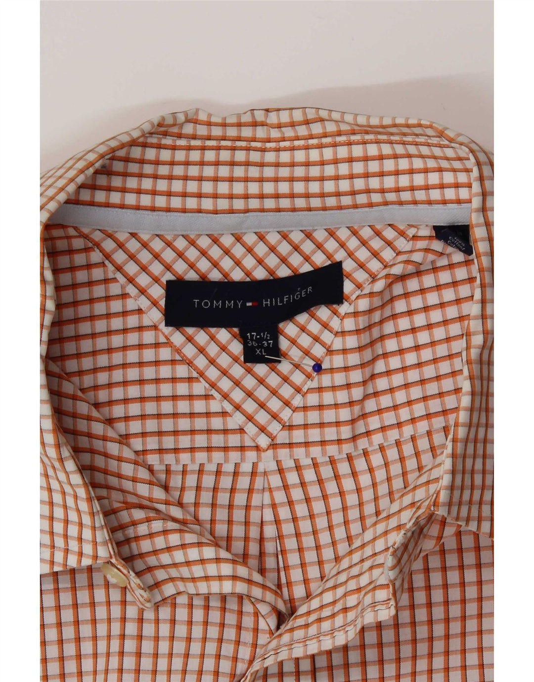 Tommy Hilfiger Chemise Homme Taille 17 1/2 XL Orange Check