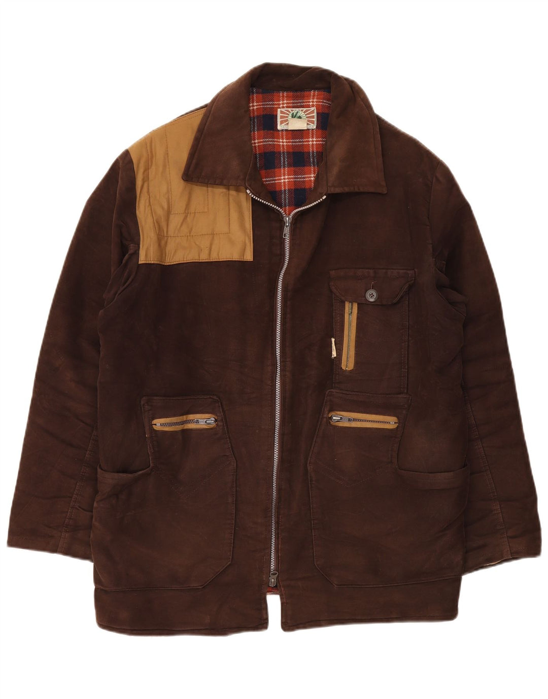 Veste coupe-vent vintage pour homme IT 54 2XL Marron Colourblock Coton