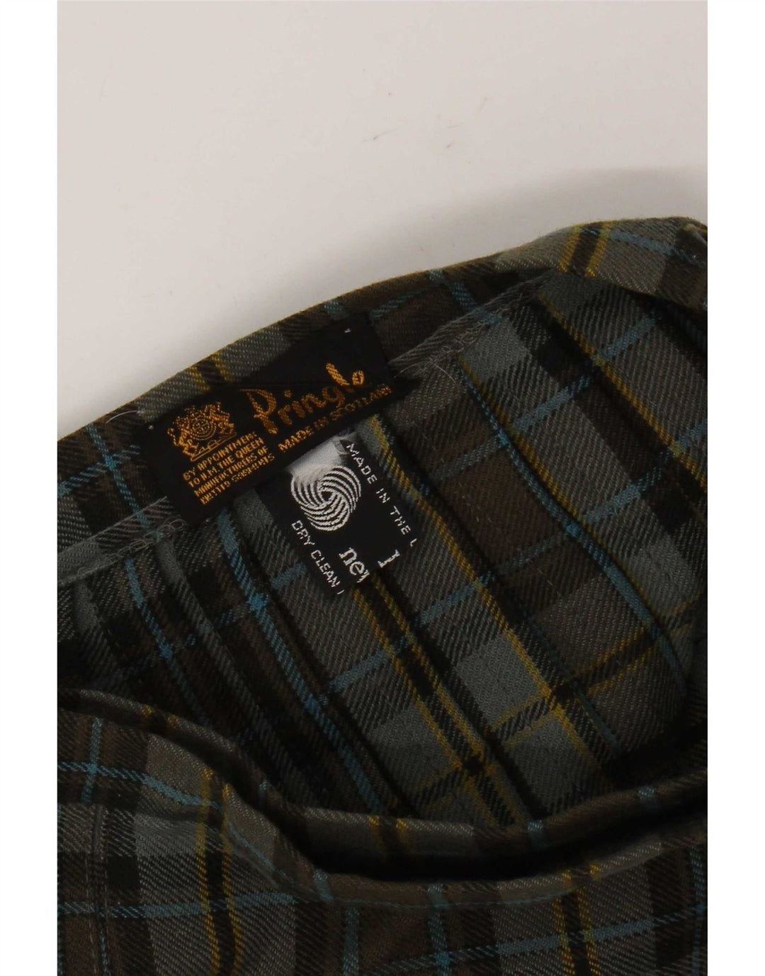 Pringle Jupe portefeuille kiltée pour femme W26 en laine vierge à petits carreaux verts