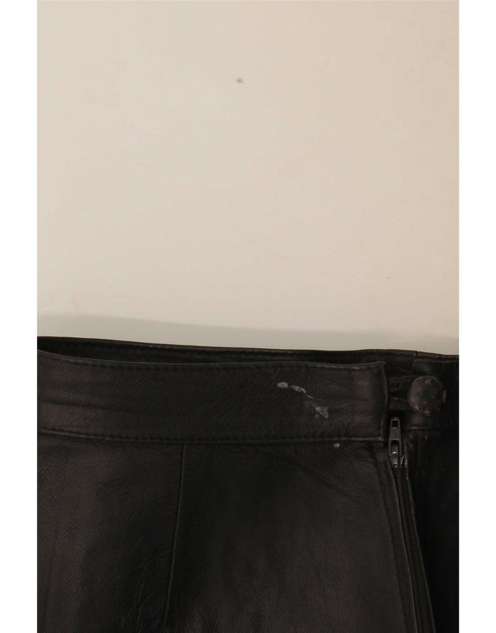 jupe en cuir femme vintage W28 Noir moyen