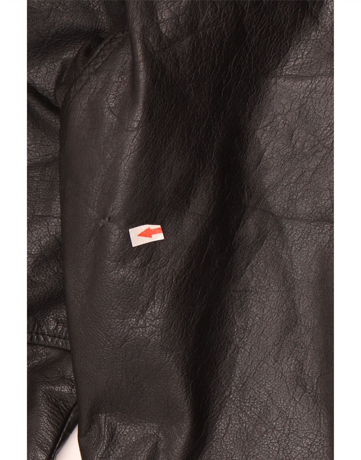 vintage Mens Loose Fit Manteau en cuir UK 38 Cuir noir moyen
