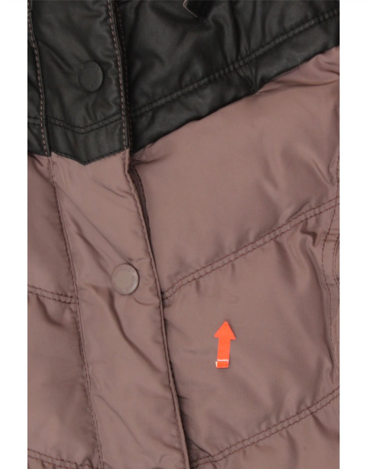 KHUJO Womens Oversized Padded Jacket UK 2 XS Brown Colourblock Polyester Vintage KHUJO and Second-Hand KHUJO from Messina Hembry 