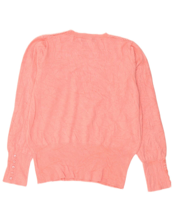 Marks & Spencer Pull à col rond pour femme UK 12 Viscose rose moyen