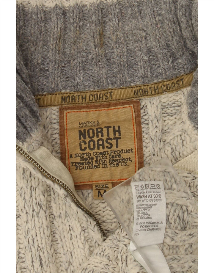 Marks & Spencer Pull col zippé homme gris moyen acrylique moucheté