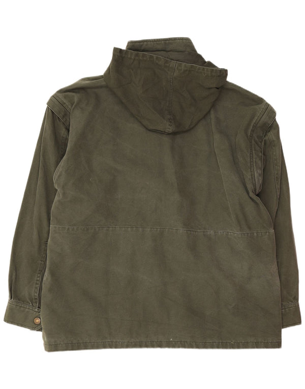 vintage Mens Riding Hooded Utility Jacket EU 50 Grand Coton Vert