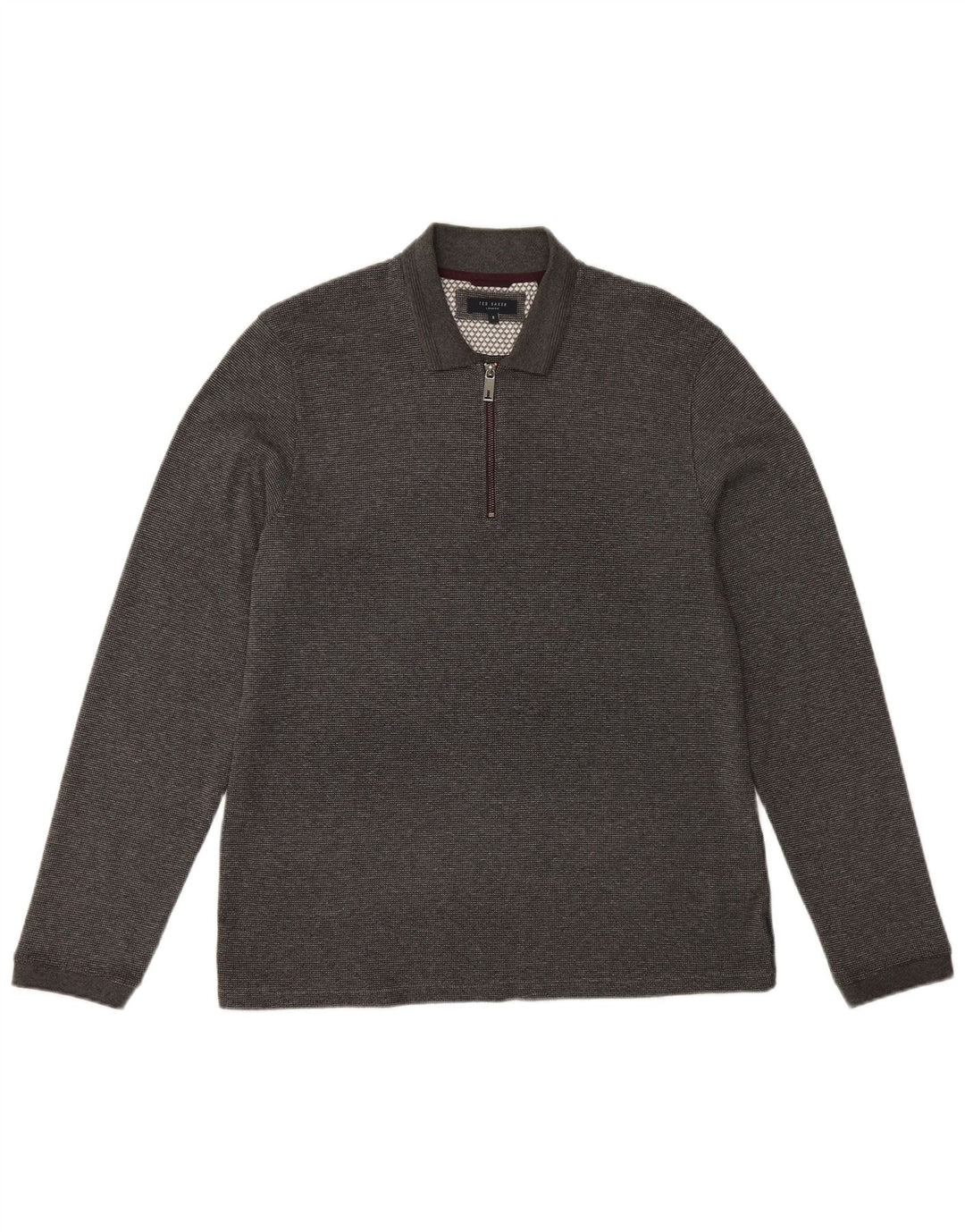 TED BAKER Polo à manches longues pour homme London Taille 5 XL Coton gris