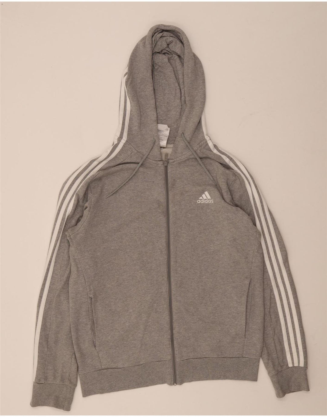 Adidas Pull à capuche zippé coupe régulière pour homme en coton gris moyen