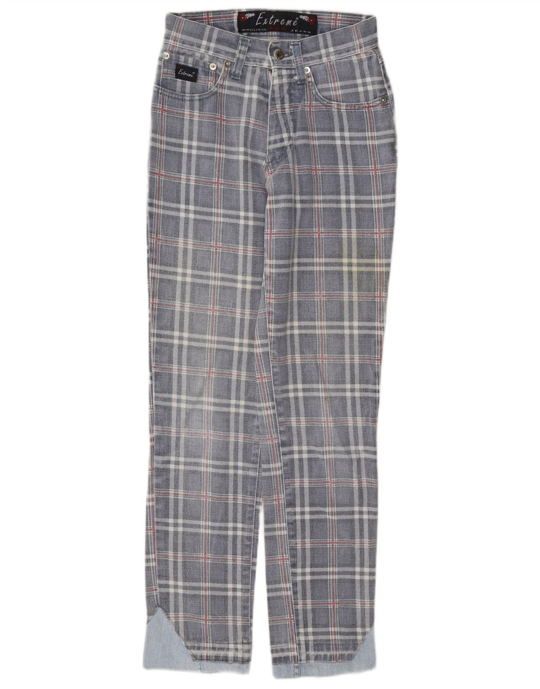 Extreme Jeans Fuselé Femme W26 L29 Bleu Carreaux Coton